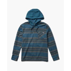 Salty Crew Outback Hooded Long Sleeve Button Down Flannel Steel Blue Medium